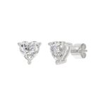 14K WHITE GOLD 2CT HEART DIAMOND LADIES SOLITAIRE EARRINGS - Image 3