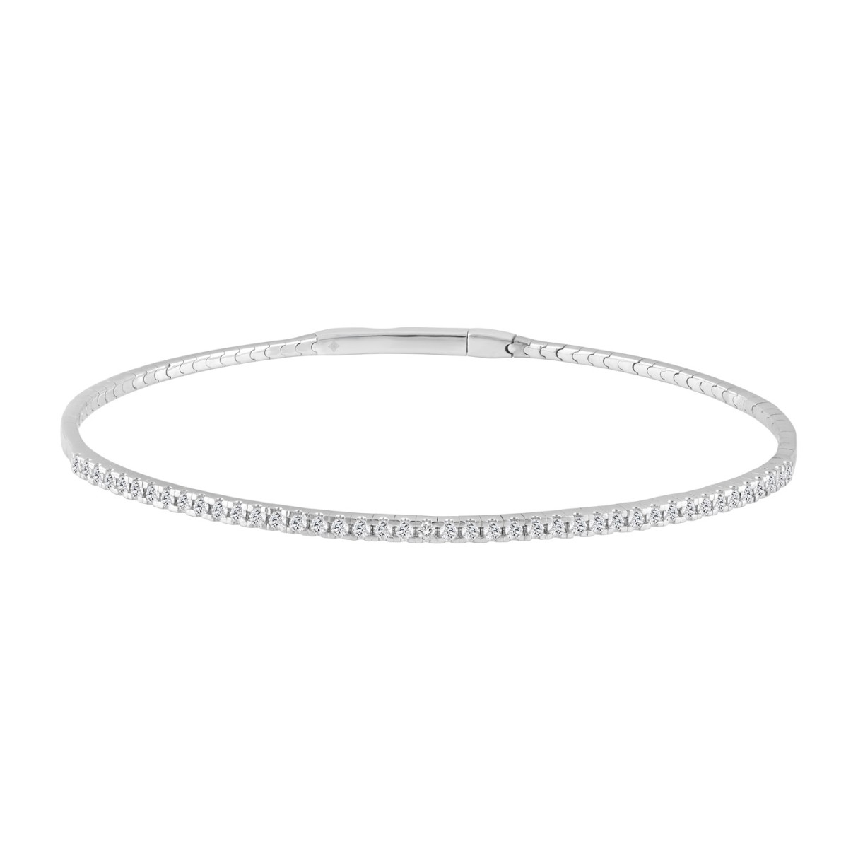 14K WHITE GOLD 1/2CT ROUND DIAMOND LADIES BANGLE - Image 1