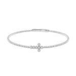 14K WHITE GOLD 1/6CT ROUND DIAMOND LADIES BANGLE