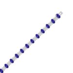 14K WHITE GOLD 10 3/8CT ROUND/TANZANITE OVAL DIAMOND LADIES BRACELET - Image 2