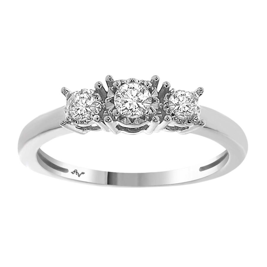 LADIES RING 0.25CT ROUND DIAMOND 10K WHITE GOLD - Image 1