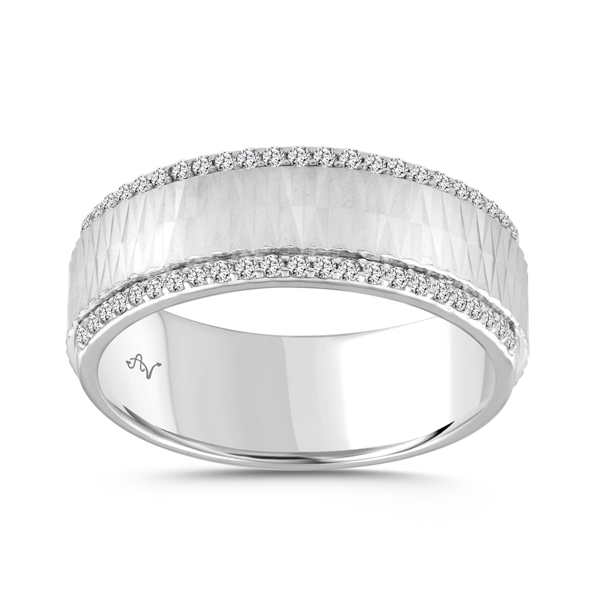 Men’S Sterling Silver Diamond Band Ring 0.33Ct Round Cut Classic Wedding & Engagement Ring For Men - Image 1