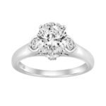 14K WHITE GOLD 1 1/2CT OVAL/ROUND DIAMOND LADIES RING