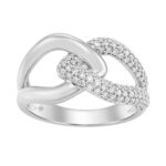 1/2Ct Round Diamond Ring In 14K White Gold Women Interlocked Link Fashion Ring (Color F-G -Clarity Vs1/Vs2)