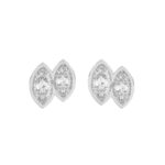 10K White Gold Lab Grown Diamond Earrings 1.00Ct Double Marquise Cut For Women (Color F-G -Clarity Vs1/Vs2)