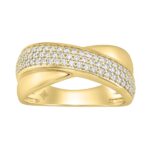 Elegant 10K Yellow Gold Lab Grown Diamond Ladies Ring 1/2Ct Round Cut Crossover Engagement Design (Color F-G -Clarity Vs1/Vs2)