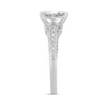 LADIES RING 3CT ROUND/EMERALD/TRAPEZOID DIAMOND 14K WHITE GOLD (CENTER STONE EMERALD DIAMOND 2CT ) - Image 3