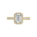 LADIES RING 4.00CT ROUND/EMERALD DIAMOND 14K YELLOW GOLD (CENTER STONE EMERALD DIAMOND 3.00CT) - Image 5