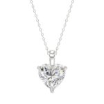 LADIES SOLITAIRE PENDANT WITH CHAIN 3CT HEART DIAMOND 14K WHITE GOLD