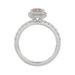 14K White Gold 4.00Ct Round Diamond Halo Ring For Women 3.00Ct Pink Radiant Cut Center Stone  With Round Diamond Halo (Color F-G -Clarity Vs1/Vs2) - Image 2
