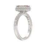 14K White Gold 4.00Ct Round Diamond Halo Ring For Women 3.00Ct Pink Radiant Cut Center Stone  With Round Diamond Halo (Color F-G -Clarity Vs1/Vs2) - Image 3