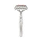 14K White Gold 4.00Ct Round Diamond Halo Ring For Women 3.00Ct Pink Radiant Cut Center Stone  With Round Diamond Halo (Color F-G -Clarity Vs1/Vs2) - Image 4