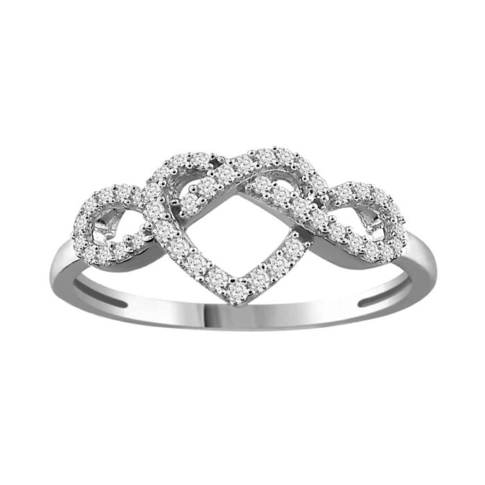 LADIES RING 0.15CT ROUND DIAMOND 10K WHITE GOLD - Image 1