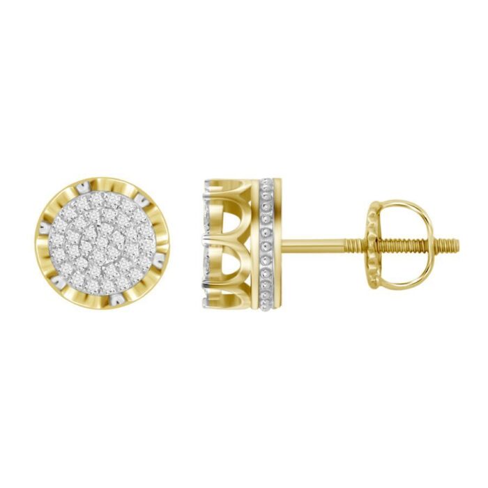 LADIES STUD EARRINGS 0.25CT ROUND DIAMOND 10K YELLOW GOLD - Image 1