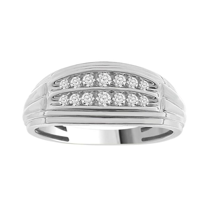 MEN'S RING 0.25CT ROUND DIAMOND 10K WHITE GOLD - Image 1