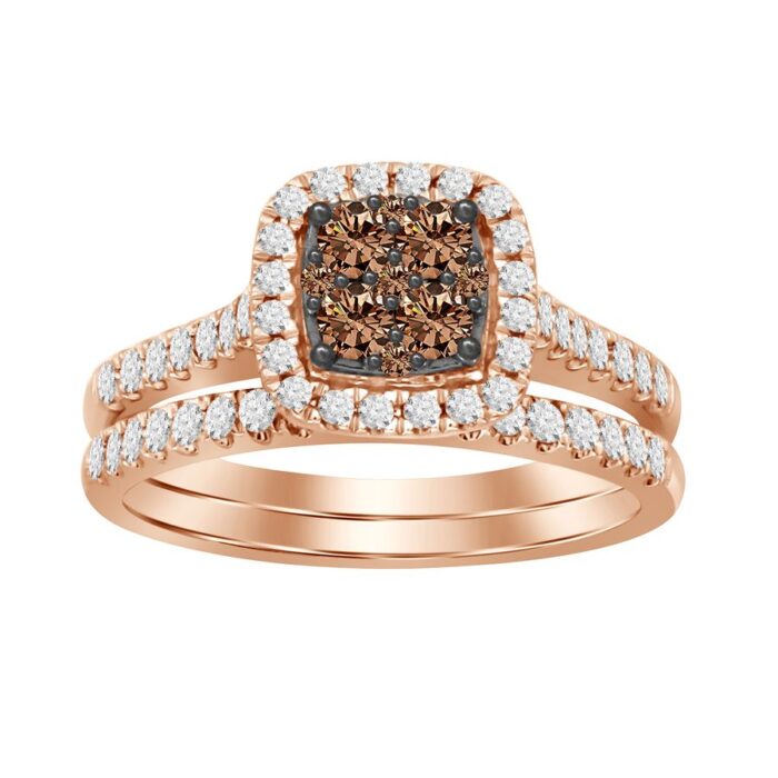 LADIES RING 0.50CT ROUND DARK BROWN DIAMOND 14K ROSE GOLD (SI QUALITY) - Image 1