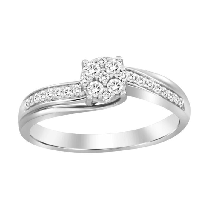 LADIES RING 0.25CT ROUND DIAMOND 10K WHITE GOLD - Image 1
