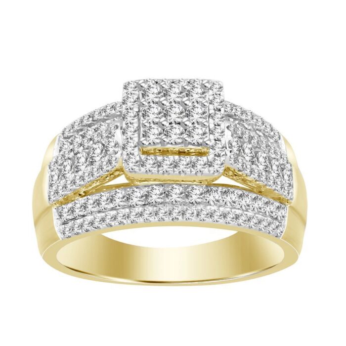 LADIES RING 1.00CT ROUND DIAMOND 10K YELLOW GOLD - Image 1