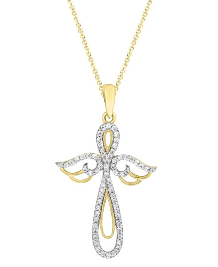 LADIES PENDANT WITH CHAIN 0.35CT ROUND DIAMOND 10K YELLOW GOLD - Image 1