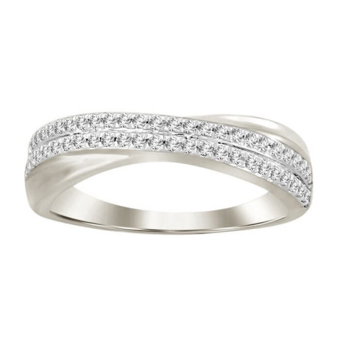 LADIES BAND 0.30CT ROUND DIAMOND 14K WHITE GOLD - Image 1
