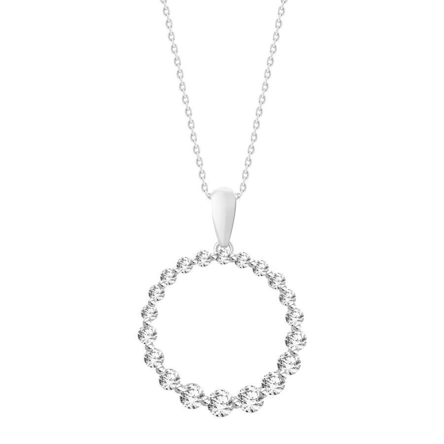 LADIES PENDANT WITH CHAIN 0.50CT ROUND DIAMOND 10K WHITE GOLD - Image 1