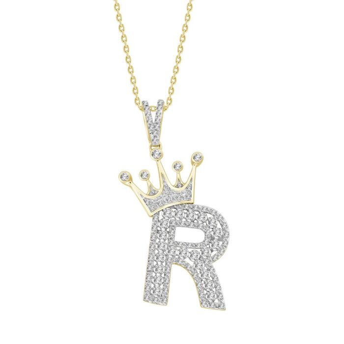 MEN'S PENDANT 0.40CT ROUND DIAMOND 10K YELLOW GOLD - Image 1