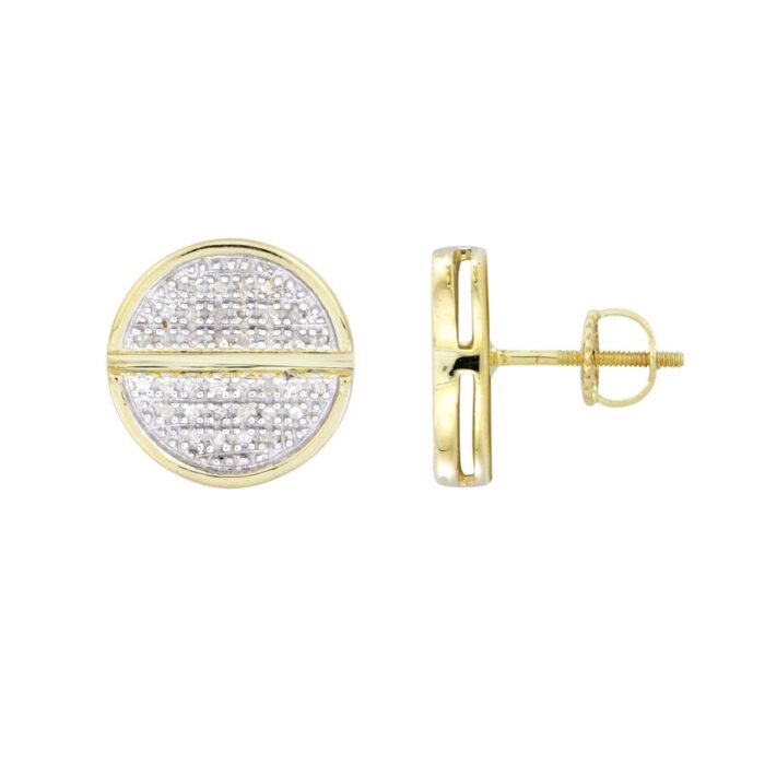 LADIES EARRINGS 0.16CT ROUND DIAMOND 10K YELLOW GOLD - Image 1