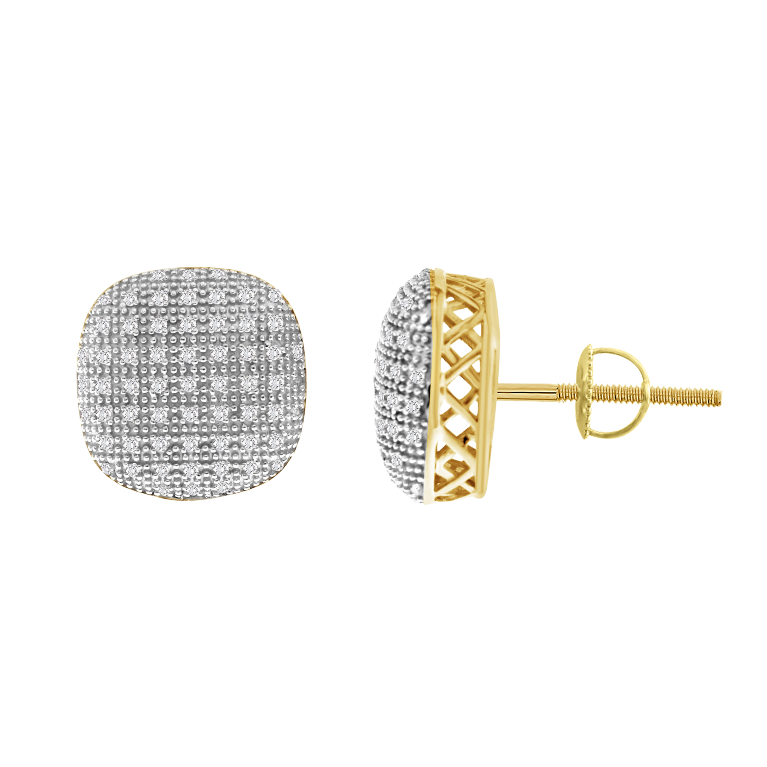 LADIES EARRINGS 0.50CT ROUND DIAMOND 10K YELLOW GOLD - Image 1