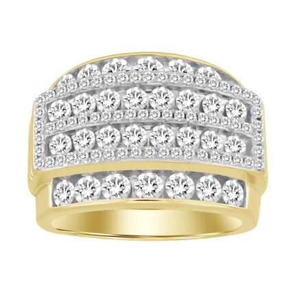 MEN'S RING 3.00CT ROUND DIAMOND 14K YELLOW GOLD