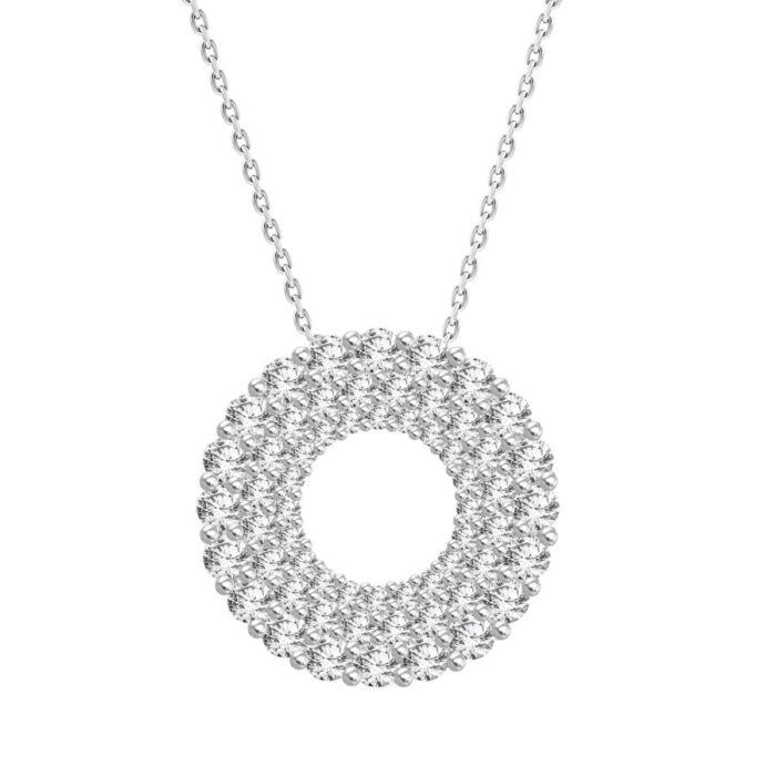 LADIES PENDANT WITH CHAIN 1.00CT ROUND DIAMOND 14K WHITE GOLD - Image 1