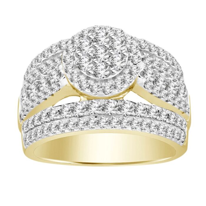 LADIES RING 2.00CT ROUND DIAMOND 10K YELLOW GOLD - Image 1