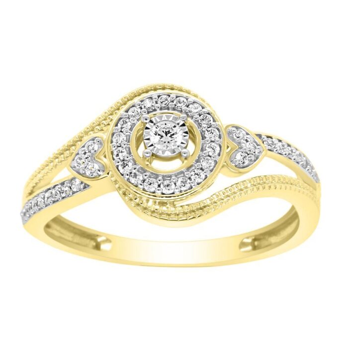 LADIES RING 0.20CT ROUND DIAMOND 10K YELLOW GOLD - Image 1