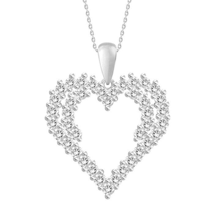 LADIES PENDANT WITH CHAIN 0.75CT ROUND DIAMOND 14K WHITE GOLD - Image 1