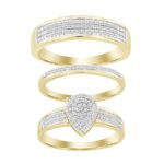 UNISEX TRIOS SET 0.33CT ROUND DIAMOND 10K YELLOW GOLD