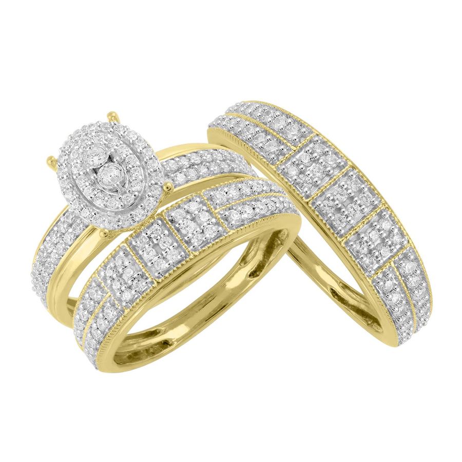 LADIES TRIOS 1.00CT ROUND DIAMOND 10K YELLOW GOLD - Image 1