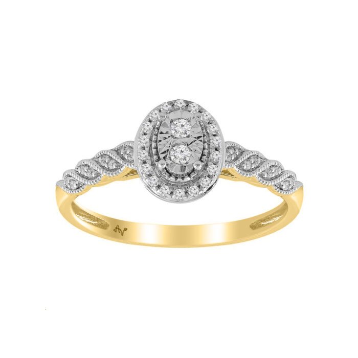 LADIES RING 0.10CT ROUND DIAMOND 10K YELLOW GOLD - Image 1
