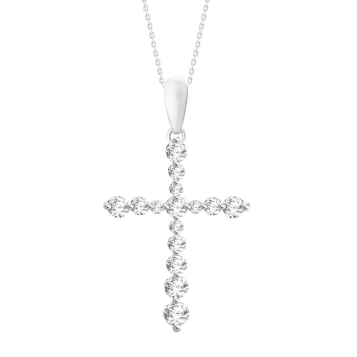 LADIES PENDANT WITH CHAIN 0.50CT ROUND DIAMOND 14K WHITE GOLD (SI QUALITY) - Image 1