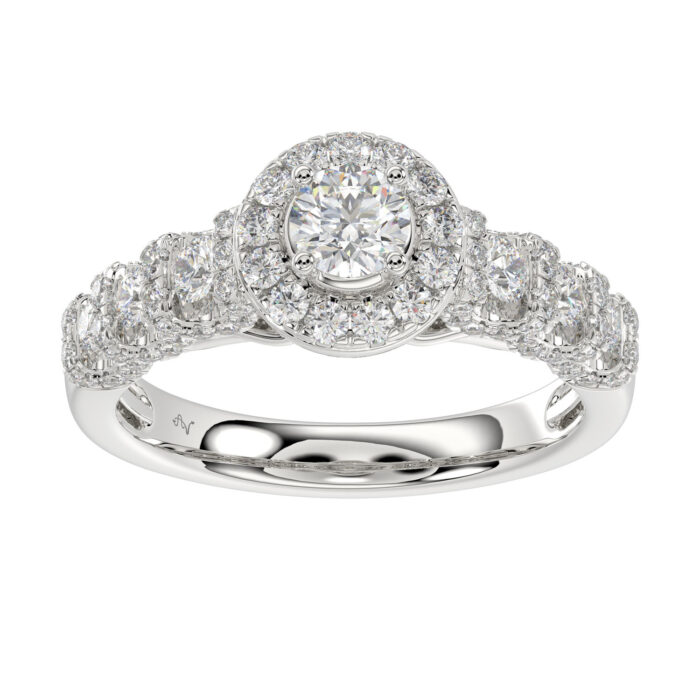 LADIES RING 1.00CT ROUND DIAMOND 14K WHITE GOLD (SI QUALITY) - Image 1