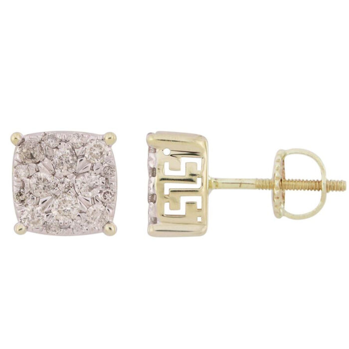 LADIES STUD EARRINGS 0.50CT ROUND DIAMOND 10K YELLOW GOLD - Image 1