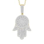 MEN'S CHARM 1.50CT ROUND/BAGUETTE DIAMOND 10K YELLOW GOLD