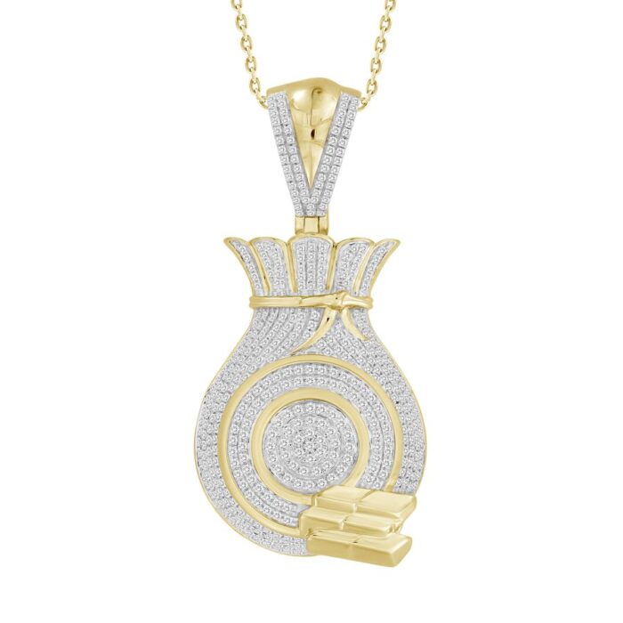MEN'S CHARM 1.00CT ROUND DIAMOND 10K YELLOW GOLD - Image 1
