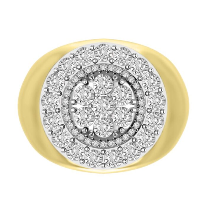 MEN'S RING 0.75CT ROUND DIAMOND 10K YELLOW GOLD - Image 1