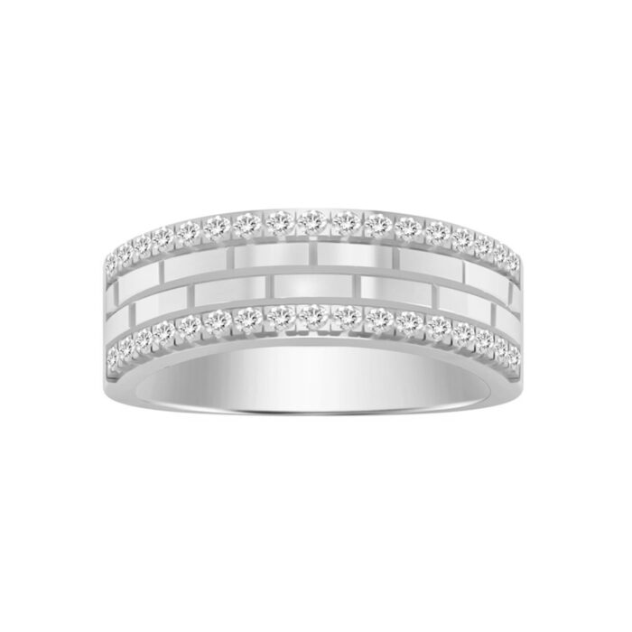 MEN'S BAND 0.50CT ROUND DIAMOND 14K WHITE GOLD - Image 1