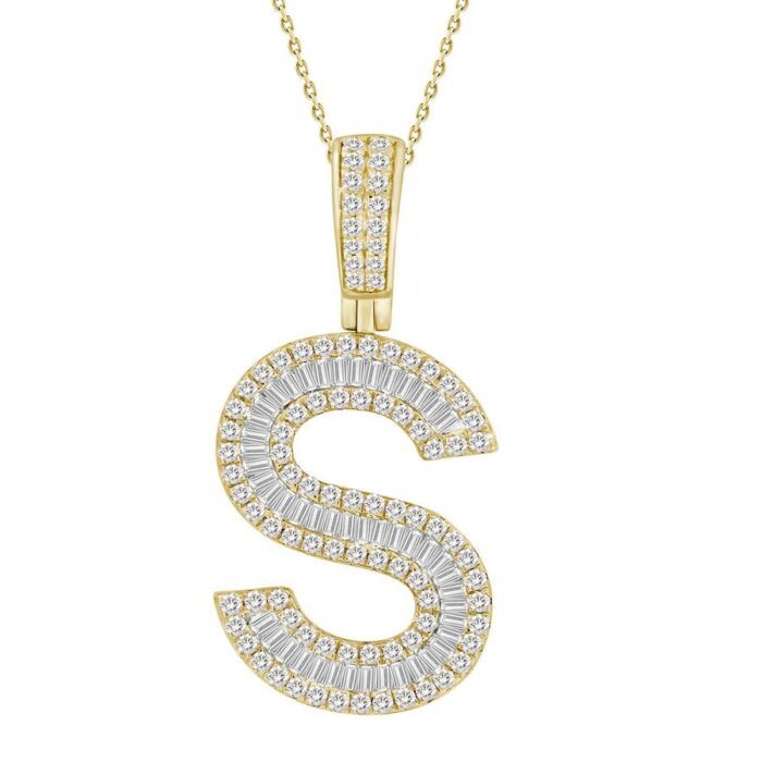 MEN'S CHARM 1.33CT ROUND/BAGUETTE DIAMOND 10K YELLOW GOLD - Image 1