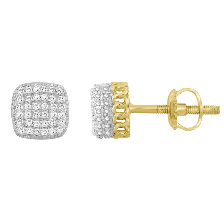 LADIES STUD EARRINGS 0.15CT ROUND DIAMOND 10K YELLOW GOLD - Image 1