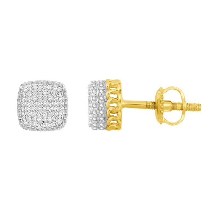 LADIES EARRINGS 0.25CT ROUND DIAMOND 10K YELLOW GOLD - Image 1