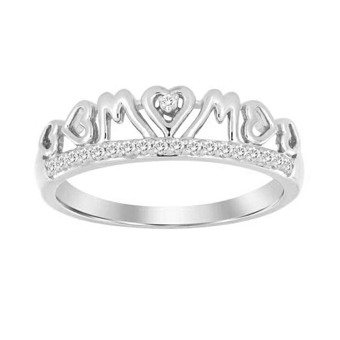 LADIES RING 0.10CT ROUND DIAMOND 10K WHITE GOLD - Image 1