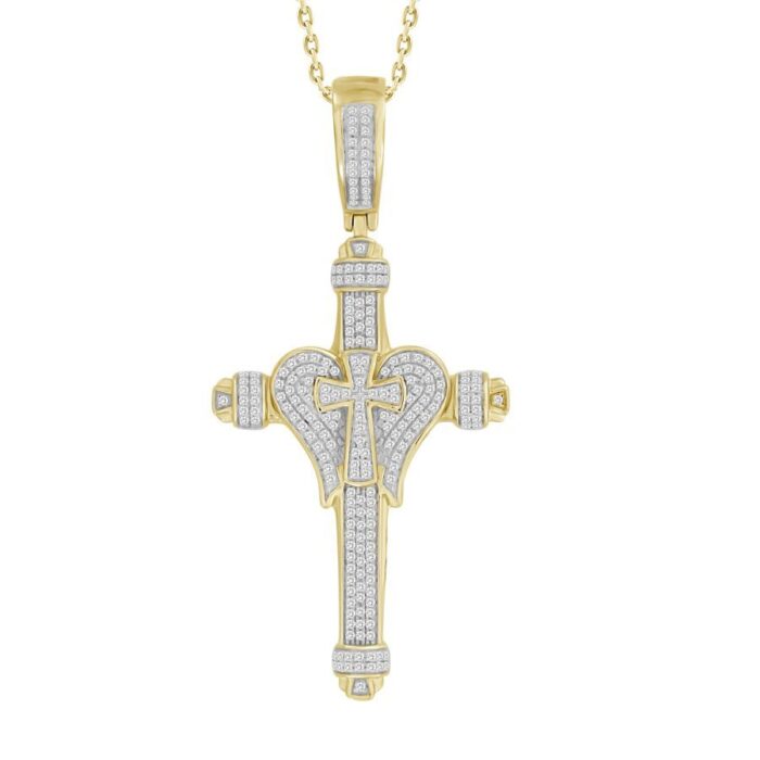 MEN'S PENDANT 0.50CT ROUND DIAMOND 10K YELLOW GOLD - Image 1