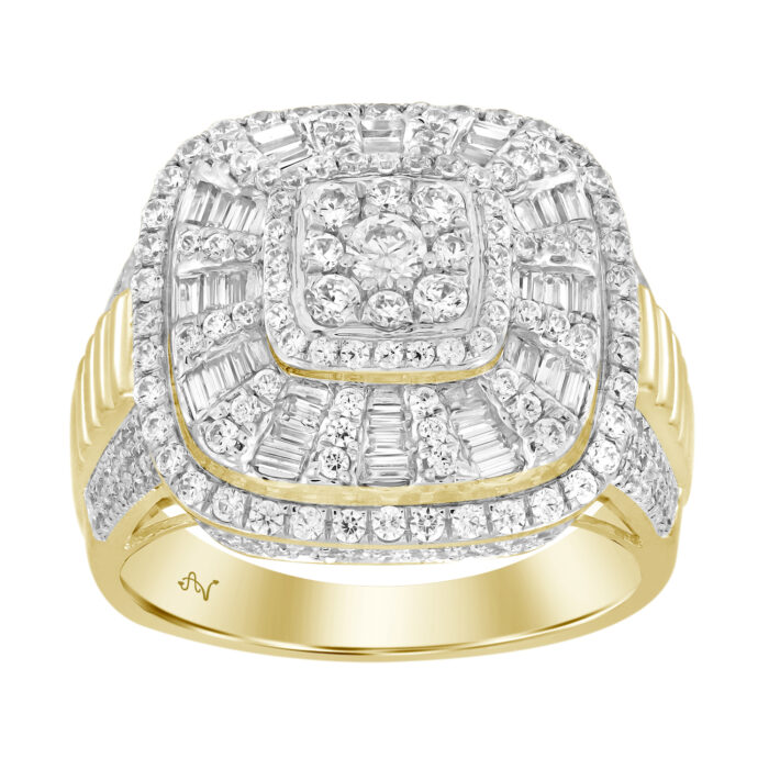 MEN'S RING 2.00CT ROUND DIAMOND 10K YELLOW GOLD - Image 1