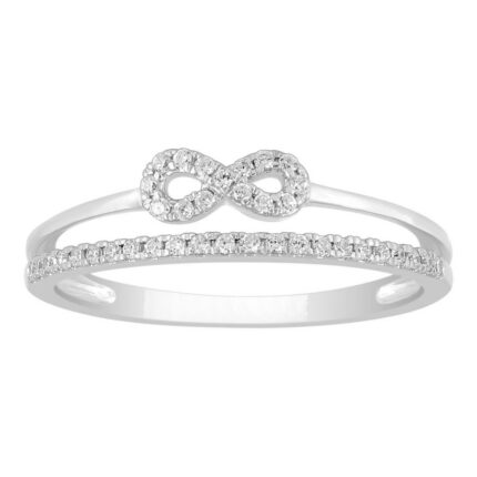 LADIES RING 0.15CT ROUND DIAMOND 10K WHITE GOLD